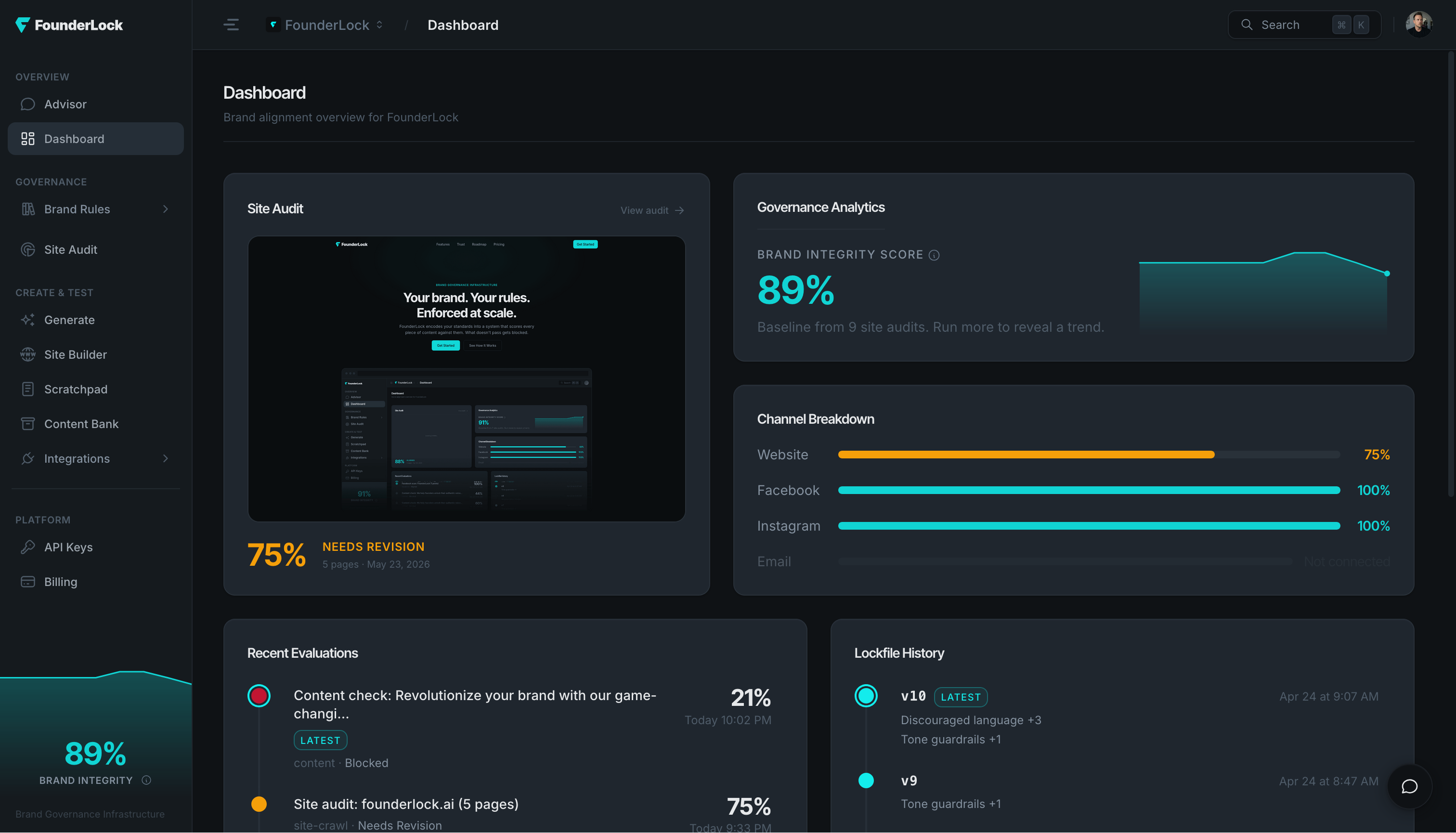 FounderLock product screenshot