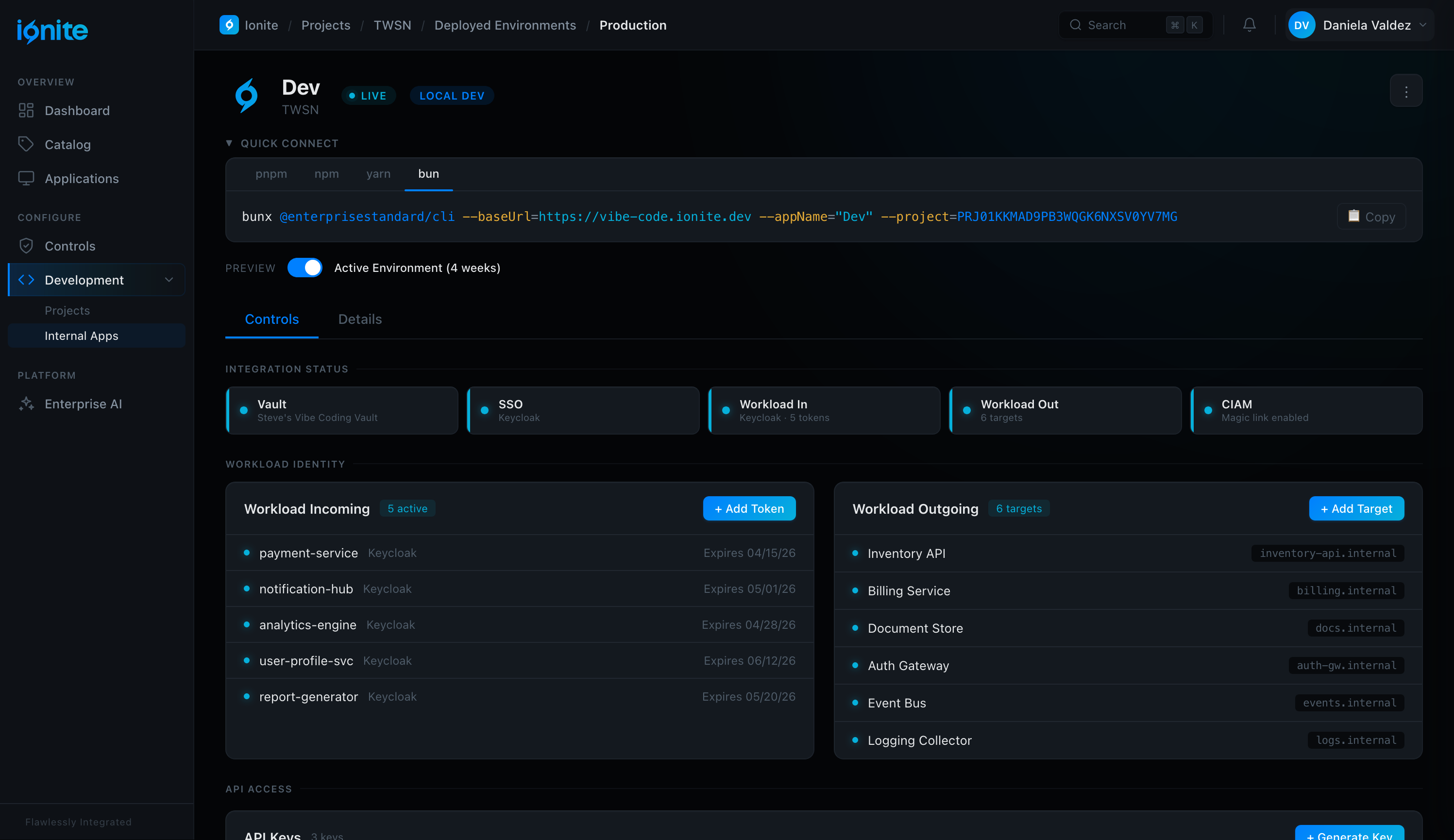 ionite enterprise platform screenshot